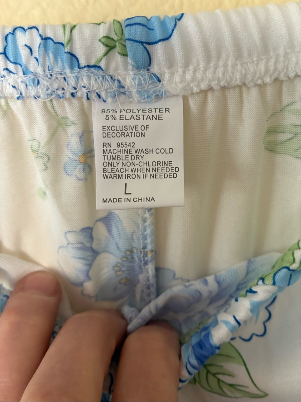 Women's Blue Floral Pajama Set with Lace Trim - Picture 5 of 5